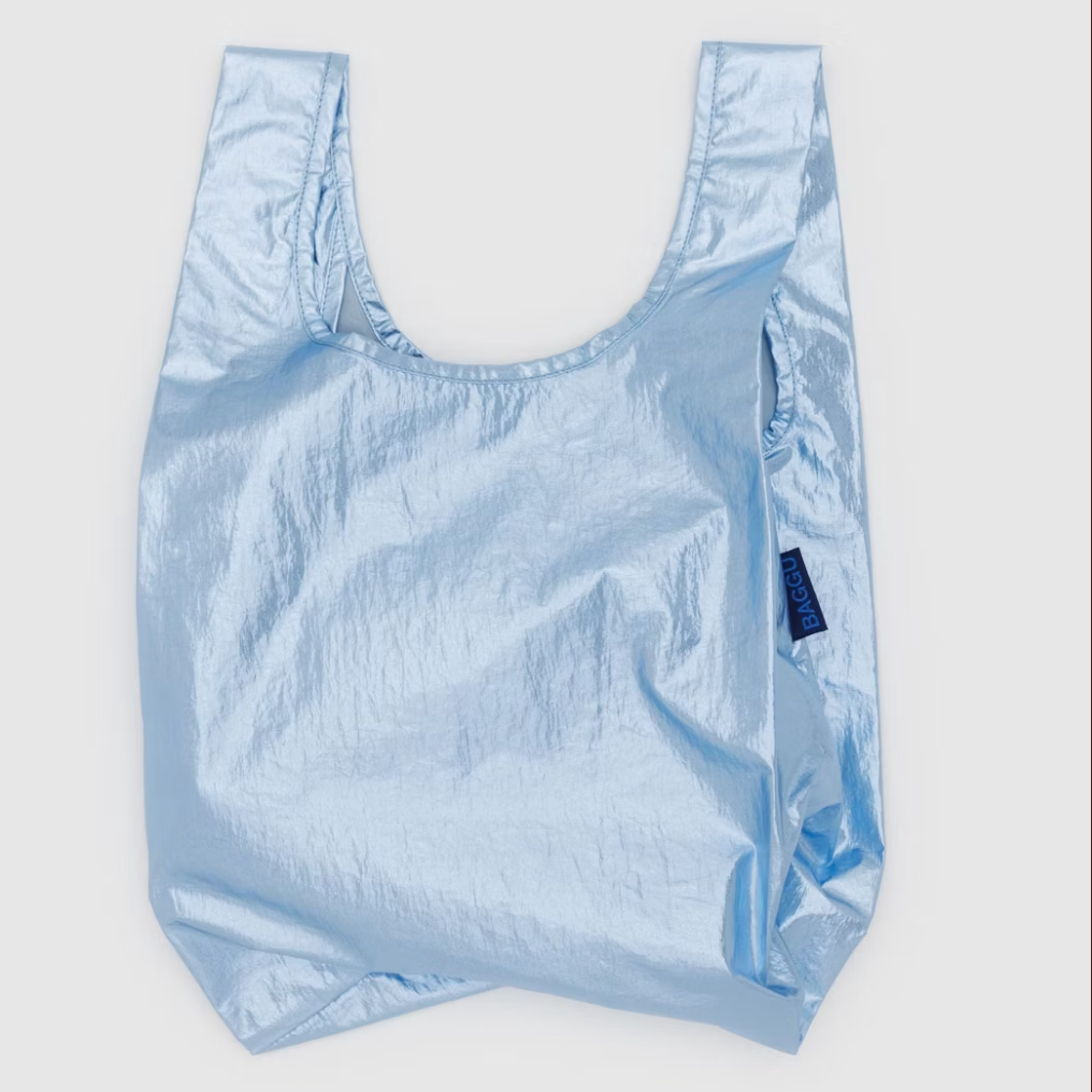 baby baggu reusable shopping bag in metallic blue