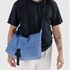 Baggu Nylon Messenger Bag in Pansy Blue on Man