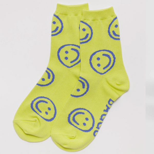 baggu crew socks citron happy